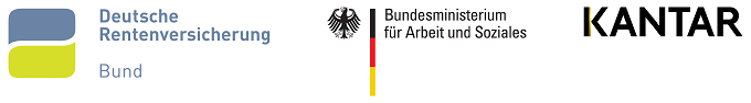 Logo der Deutschen Rentenversicherung Bund, Logo des Bundesministeriums für Arbeit und Soziales, Logo des Unternehmen KANTAR